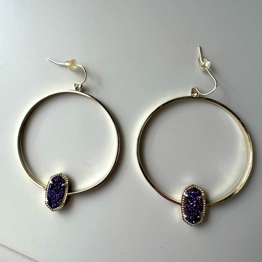 *NEW PRICE DROP* Kendra Scott Elora Hoop Earrings in Plum Drusy
